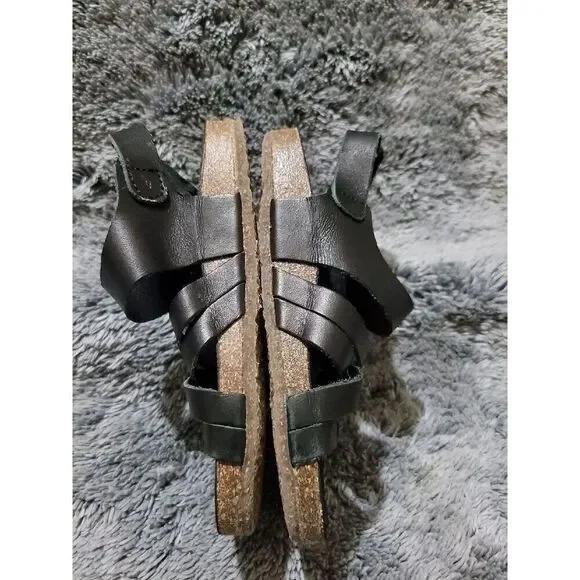 Zara Black Leather Sandals size 24 - Picture 3 of 6